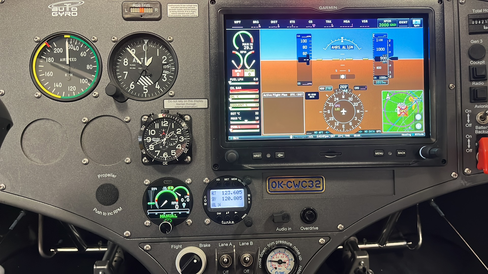 Internal view of Cavalon dashboard with Mavionics Governor Controller.